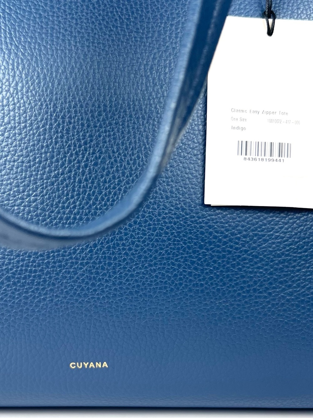 Cuyana Classic Easy Zipper Tote Rare Indigo Blue Italian Pebbled Leather Large - Picture 15 of 15